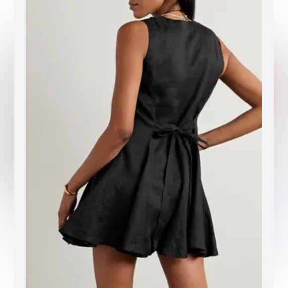 DÔEN 🏹 Small Aubrey Black Linen mini dress, minimal, classy, button down - Picture 3 of 11